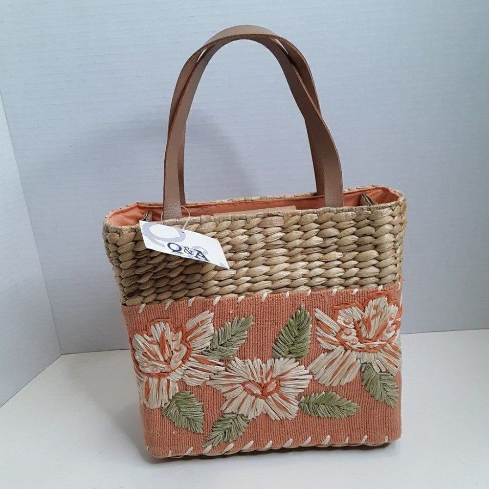 Vintage Y2K Boho Butterfly Purse Pink and Rattan Handbag